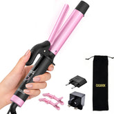 Casavok front view of travel curling iron showing compact design and convenience