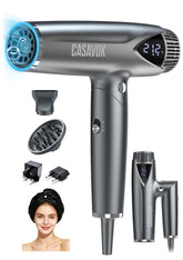 Casavok hair dryer front view showing sleek design and portability benefit