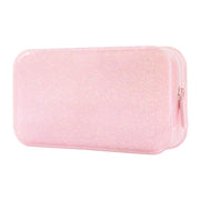 Case-Mate front view of Ballet Pink Twinkle pouch showing zipper and glitter finish for stylish protection