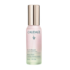 Caudalie Beauty Elixir front bottle view showing compact travel-ready design and glow