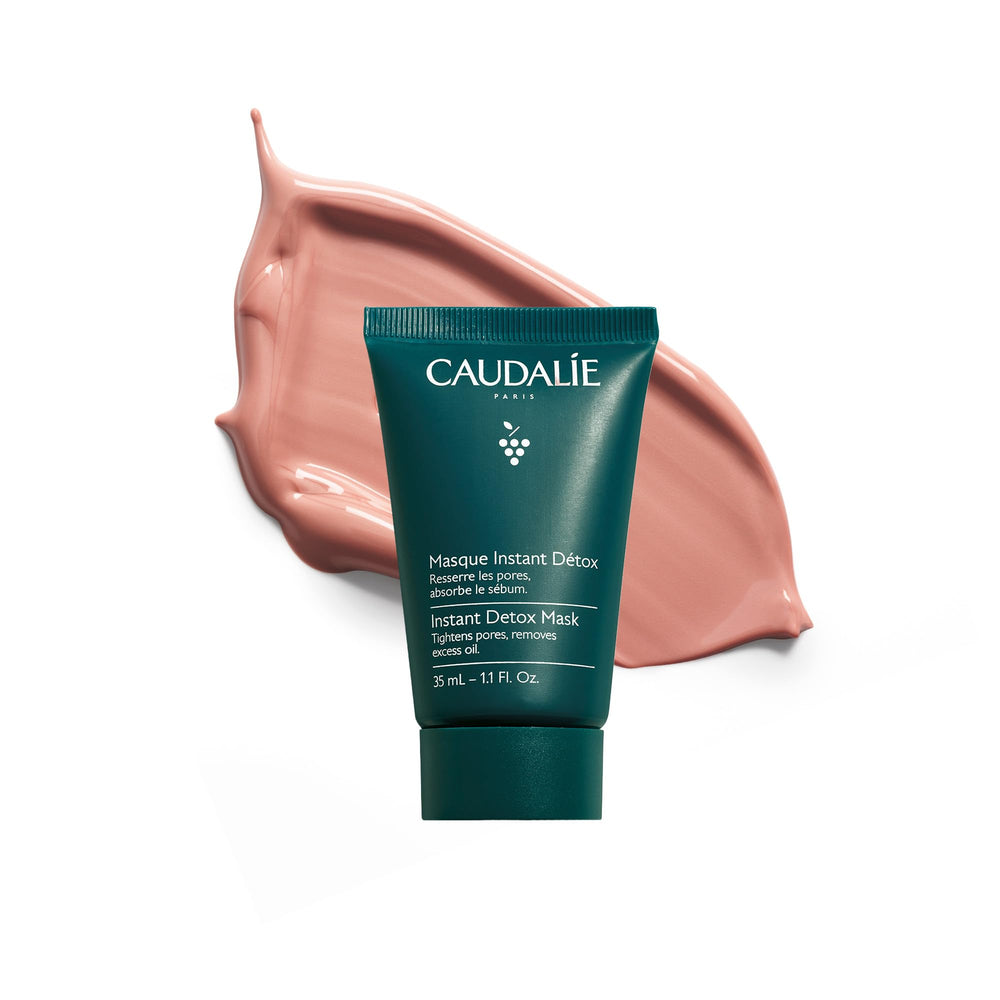 Caudalie front jar showing Instant Detox Mask for quick pore refining