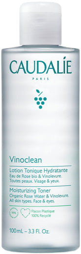 Caudalie Vinoclean front packaging showing clean label and bottle benefit