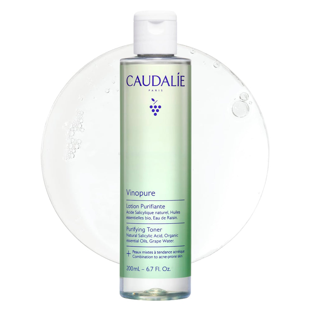 Caudalie front bottle showing Vinopure toner and matte finish benefit