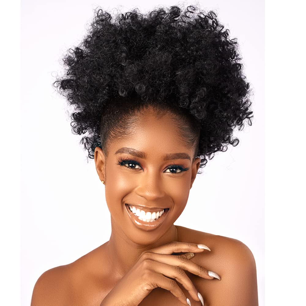 CECINILL afro puff front view showing full kinky-curly volume and instant style benefit
