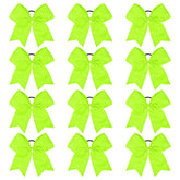 CEELGON front view of neon green cheer bow pack showing bright color and quantity, great team uniformity