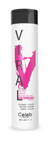 Celeb Luxury bottle front view showing hot pink color and branding benefits