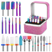 Cellentool front view of packed rhinestone storage box showing organized bits for easy selection
