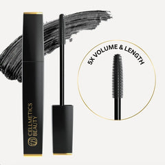 Cellmetics mascara before and after lashes showing visible lift and fuller-looking benefit