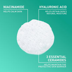 CeraVe foam lather on hand illustrating gentle cleansing and oil removal