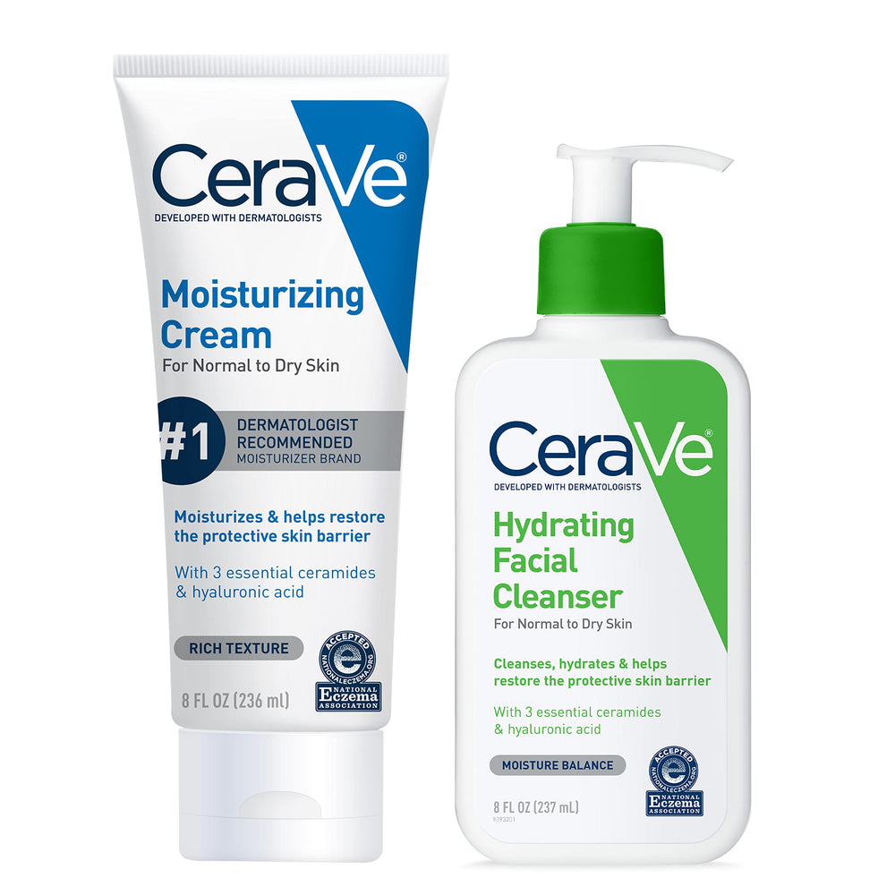 CeraVe front packaging showing both products and benefits