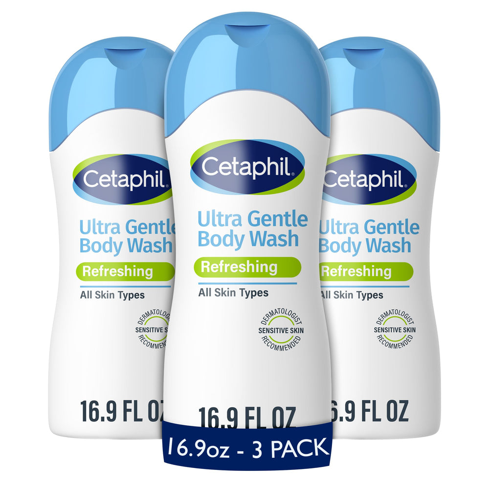 Cetaphil front packaging showing gentle body wash and calming benefit