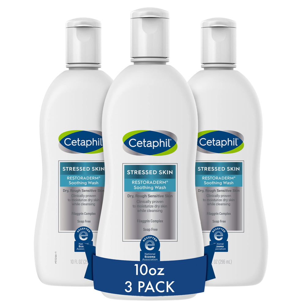 Cetaphil RESTORADERM front packaging showing bottle and label, supports gentle cleansing