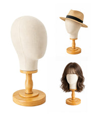 CHADWICK front view linen wig head showing natural pose and display benefit