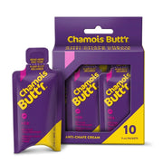 Chamois Butt'r Her' front view of ten 9mL packets showing packaging and convenience