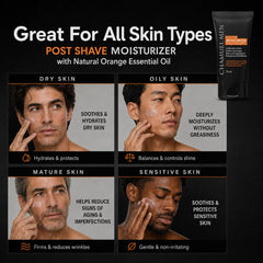 CHAMUEL MEN label close-up highlighting natural ingredients and clean formula