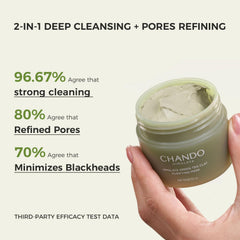 CHANDO HIMALAYA jar next to a hand to show actual 3.52 fl.oz size