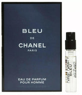 Chanel Bleu de Chanel vial front view showing packaging and brand for easy identification and authenticity