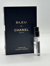 CHANEL BLEU DE Parfum vial front showing label and sample size, clear verification benefit