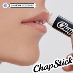 ChapStick tube label close-up showing brand and classic protective formula benefit