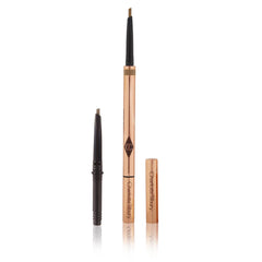 Charlotte Tilbury pencil in use filling brows for natural definition and fuller look