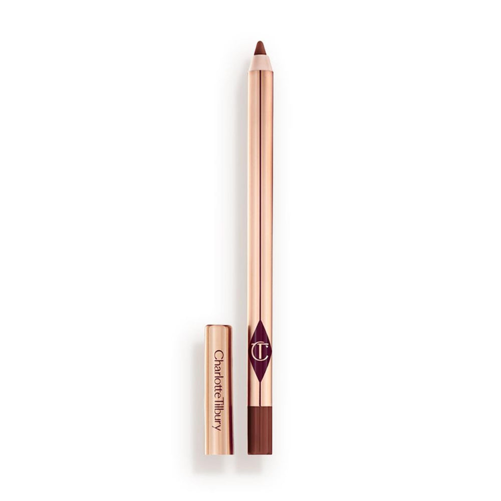 Charlotte Tilbury front view of lip liner shows slim pencil and shade Pillow Talk Deep