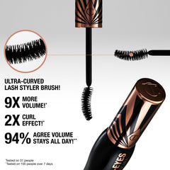 Charlotte Tilbury model wearing mascara with dramatic lift and defined curl