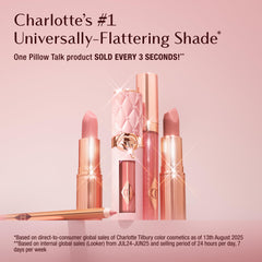 Charlotte Tilbury Pillow Talk shade applied to lips showing natural full pout benefit