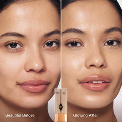 Charlotte Tilbury application using fingers for even radiant base