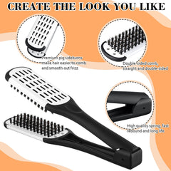 CHENGU V-shaped comb detail showing protective edge for safe flat-iron use