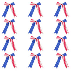 chiduerm front view of 12 patriotic bows showing uniform team look and bold colors