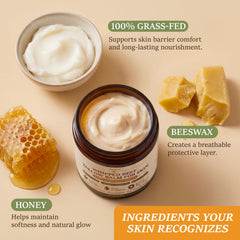 ChiroLife open jar revealing airy whipped tallow texture for quick absorption