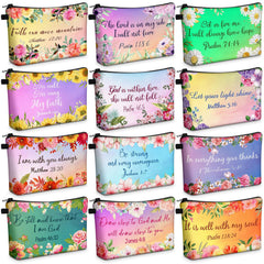 Chunful front view of pouch set showing colorful biblical designs and easy gifting