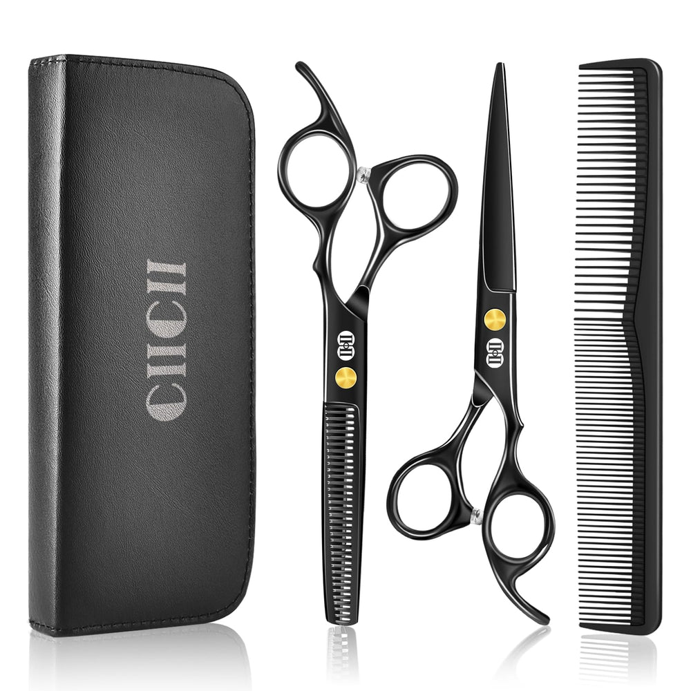 CIICII front view black shears showing sleek finish and professional grip benefit