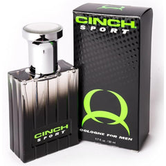 Cinch sport cologne front packaging showing bottle and spray for all-day freshness