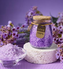 Città Design lavender candle lit creating calming light and aroma