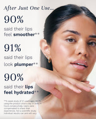 City Beauty applicator wand applying gloss on lower lip for instant plumping effect