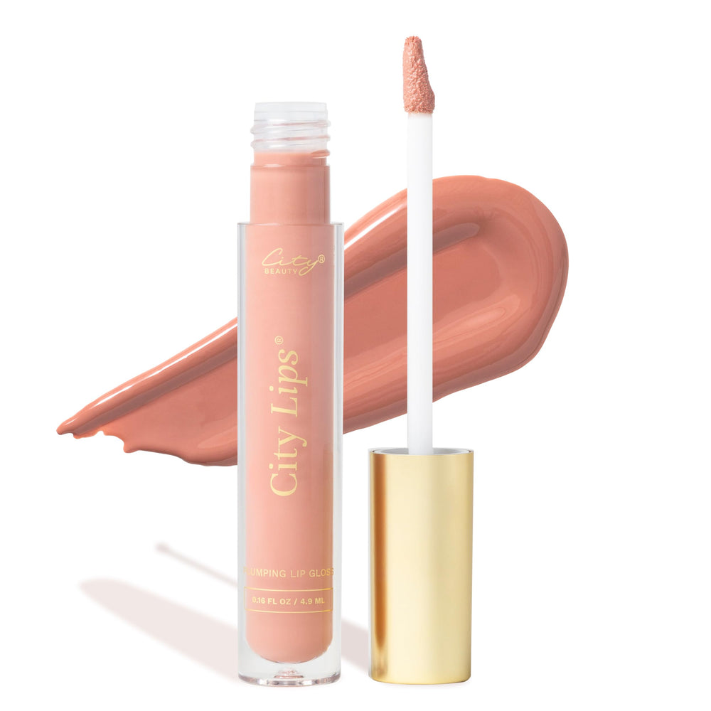 City Beauty City Lips front packaging showing pink nude gloss and shiny finish
