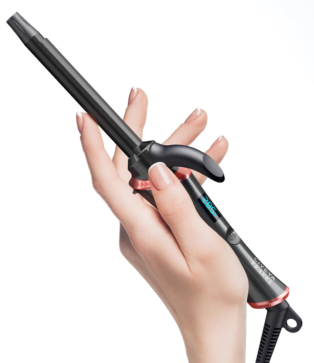 CIVEYA front view mini curling iron showing compact design and portability benefit