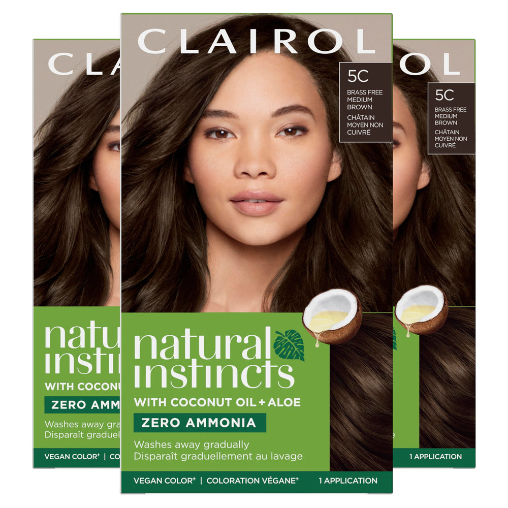 Clairol Natural Instincts front packaging showing shade 5C and benefits
