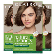 Clairol Natural Instincts front packaging showing shade and 3-pack convenience