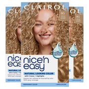 Clairol product front packaging showing shade 8G medium golden blonde and benefits