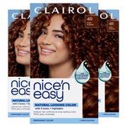 Clairol Nice'n Easy front box showing dark auburn shade and benefits