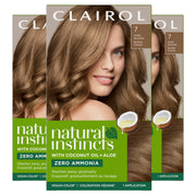 Clairol 7 Dark Blonde pack front showing kit components and benefits