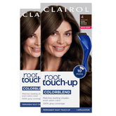 Clairol product front packaging showing 4 Dark Brown and benefits