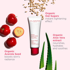 Clarins product applied as ten-minute mask demonstrating quick radiance boost