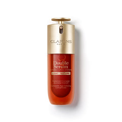 Clarins double serum light front packaging showing sleek bottle and brand