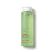 Clarins front bottle view showing sleek packaging and easy dispensing benefit