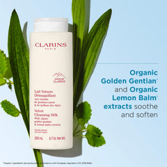 Clarins creamy texture close-up demonstrating velvety hydration for skin