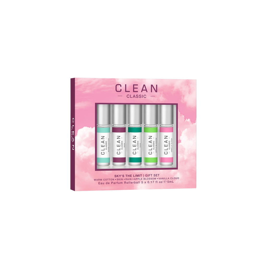 CLEAN front packaging showing five compact rollerballs and clean design benefits portability