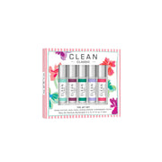 CLEAN front packaging of The Jet Set showing five compact rollerballs and travel convenience